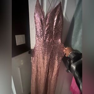 Pink Split cross back dress